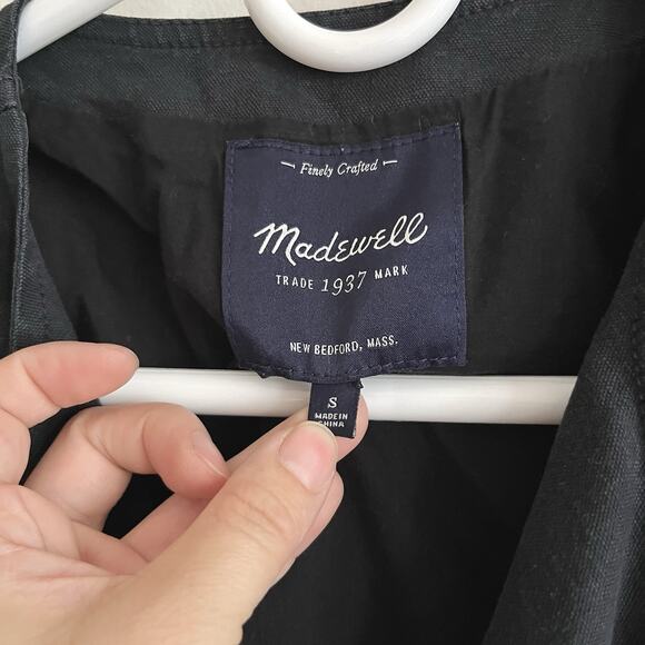 Madewell Black Moto Jacket Quilted Shoulders Asymmetrical Zip Size 2 Linen Blend - Picture 3 of 9